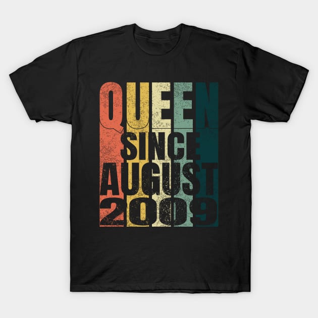 Retro 11th Birthday Gifts Quarantine Queen Since August 2009 T-Shirt by Smoothbeats